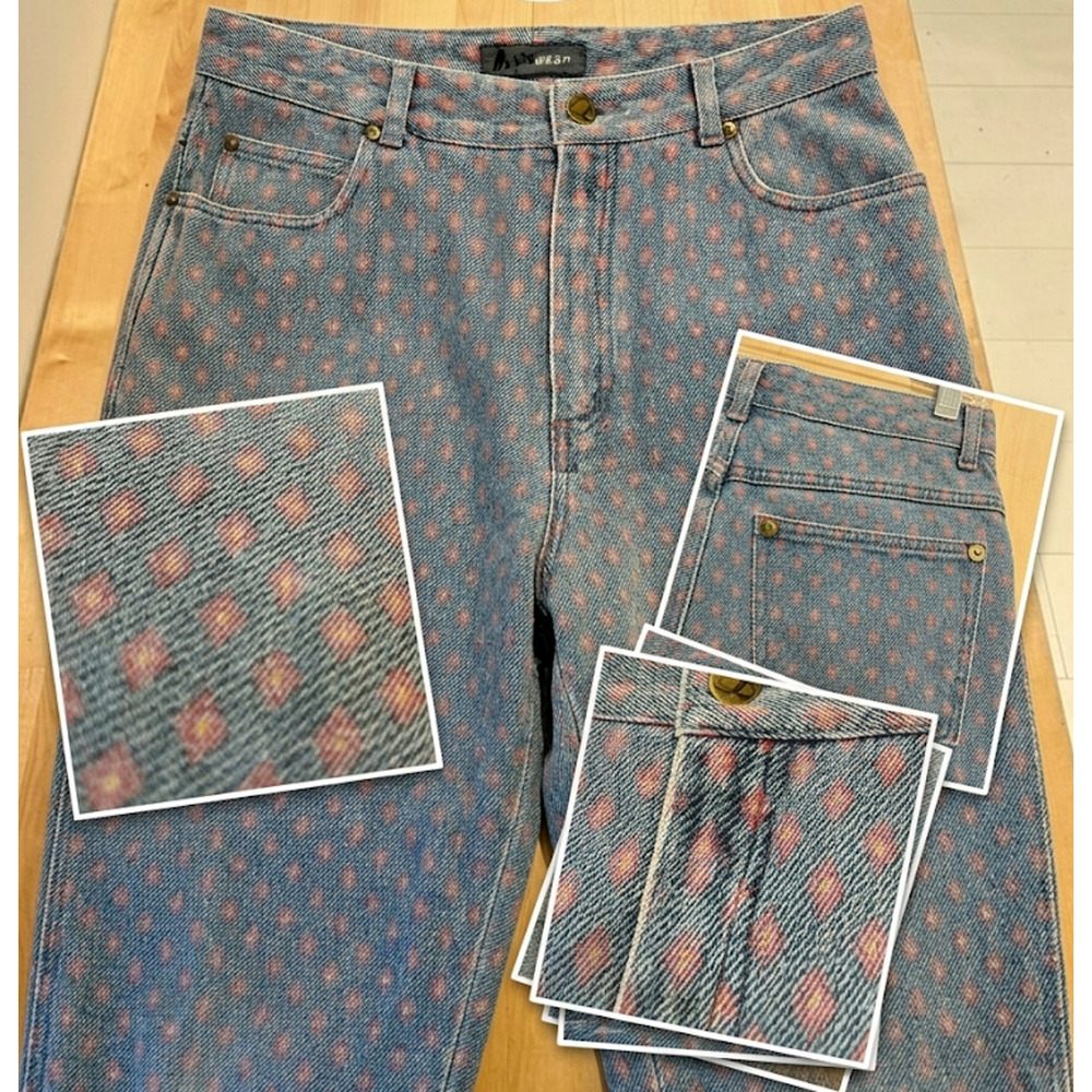 Vintage 80s 90s Lizwear High Waisted Geometric Print Tapered Mom Jeans sz 8